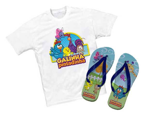 .KIT GALINHA PINTADINHA - 1 CAMISA E 1 CHINELO